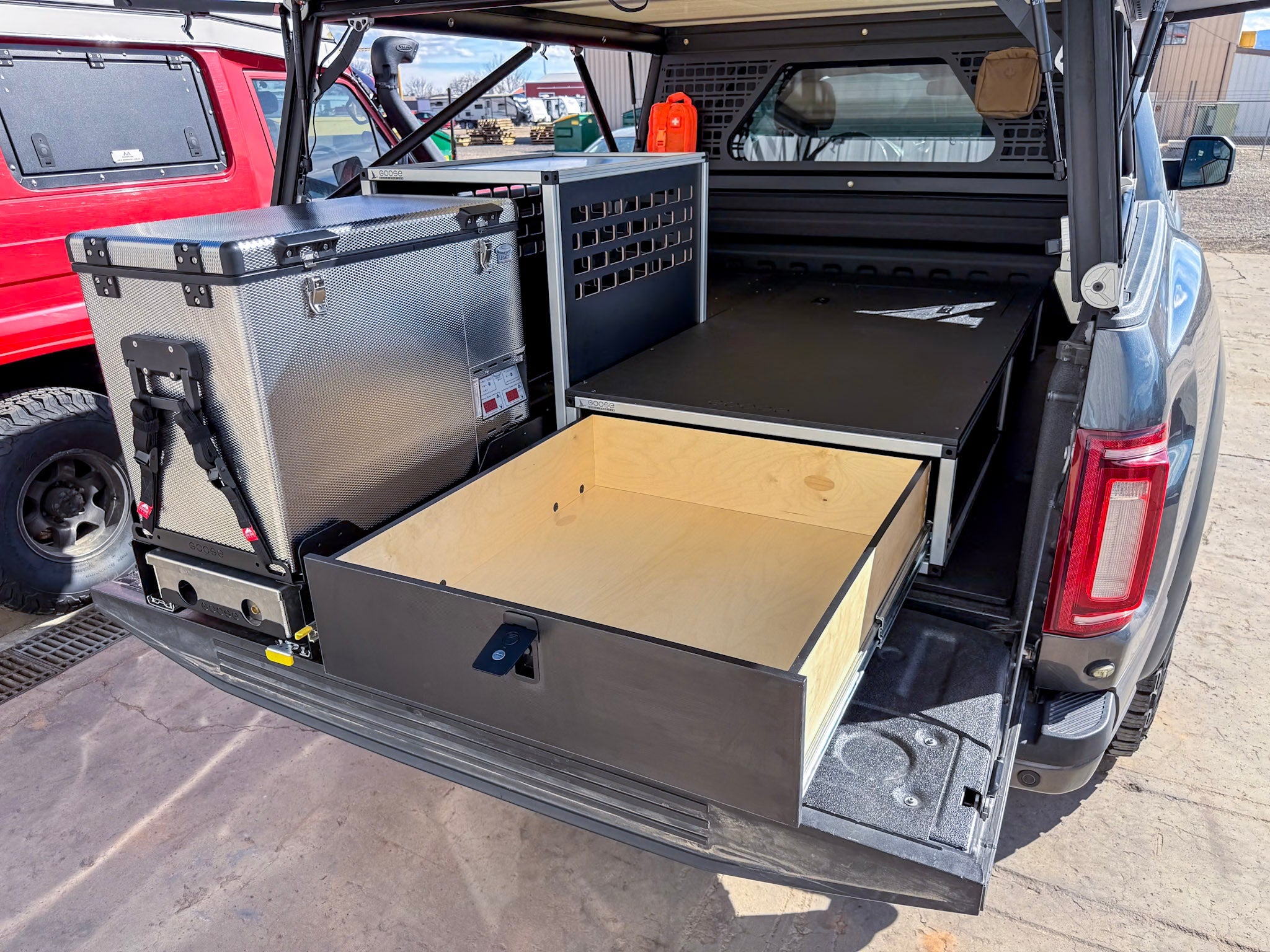 Goose Gear Ford F150 Raptor 2015 - 2020 2nd Gen. SuperCrew - Truck Bed Sleep Deck Drawer with Cubbie