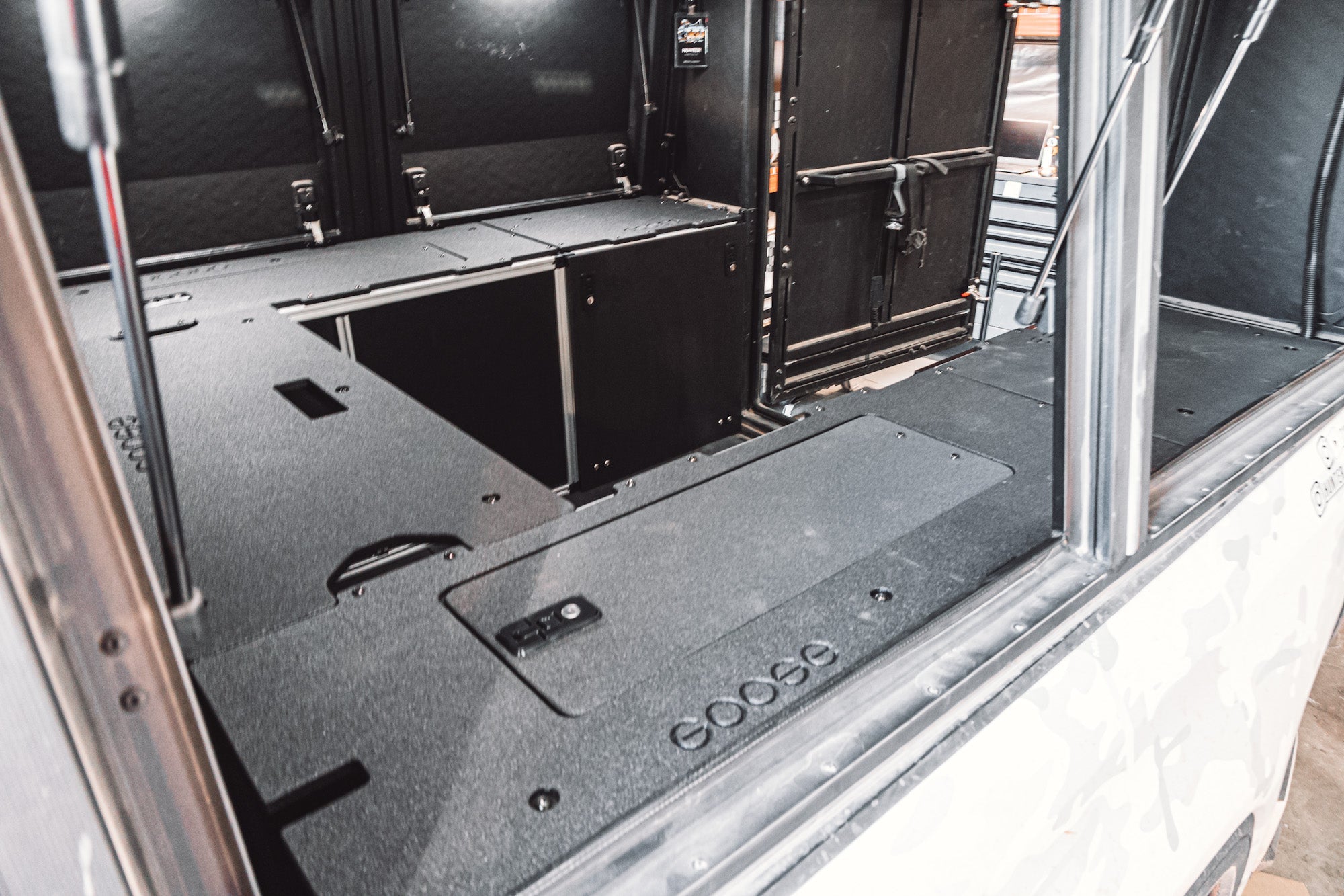 Goose Gear Alu-Cab Alu-Cabin Canopy Camper - Chevrolet Silverado 1500 / GMC Sierra 1500 2019-Present 4th Gen. - Front Utility Module - 5&