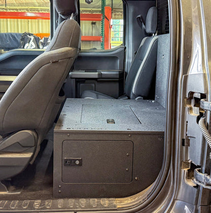 Goose Gear Ford - F - 150 - 2015 - Present - 13th &amp; 14th Gen - Explore Series - SuperCab - Second Row - HIGH Seat Delete Plate System - Without Subwoofer
