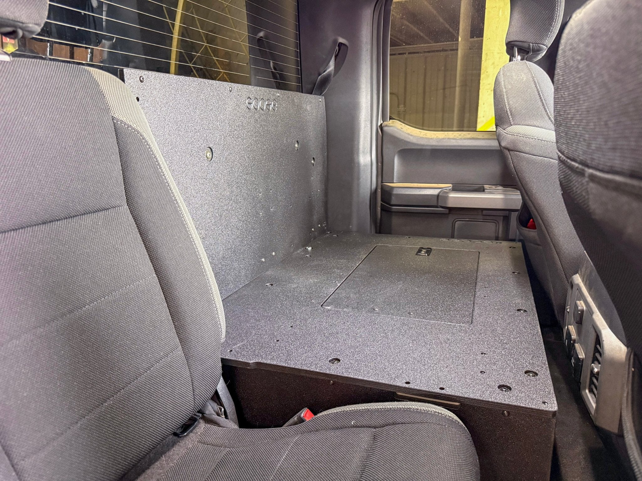 Goose Gear Ford - F - 150 - 2015 - Present - 13th &amp; 14th Gen - Explore Series - SuperCab - Second Row - HIGH Seat Delete Plate System - Without Subwoofer