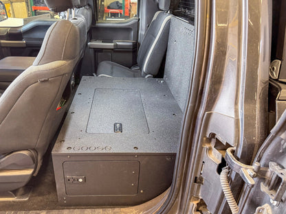 Goose Gear Ford - F - 150 - 2015 - Present - 13th &amp; 14th Gen - Explore Series - SuperCab - Second Row - HIGH Seat Delete Plate System - Without Subwoofer