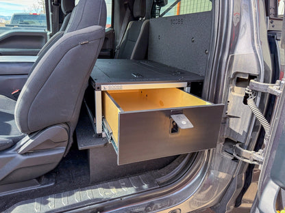 Goose Gear Ford - F150 - 2015 - Present - 13th - 14th Gen - Super Cab - without the center mounted B&amp;O Subwoofer - Explore Series - Single Drawer Module - With Fitted Top Plate