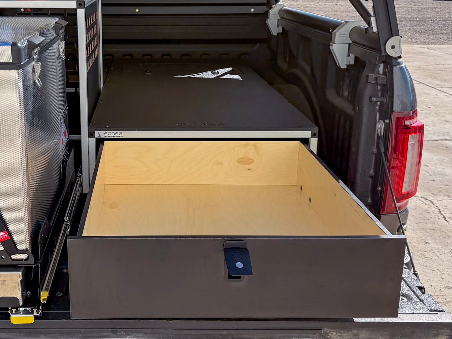 Goose Gear Ford F150 Raptor 2015 - 2020 2nd Gen. SuperCrew - Truck Bed Sleep Deck Drawer with Cubbie