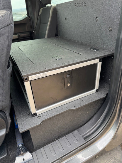 Goose Gear Ford - F250 - F550 - 2017 - Present - 4th - 5th Gen - Super Cab - without the center mounted B&amp;O Subwoofer - Explore Series - Single Drawer Module - With Fitted Top Plate