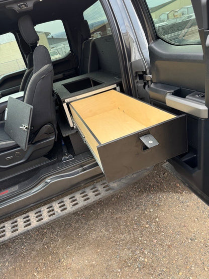 Goose Gear Ford - F250 - F550 - 2017 - Present - 4th - 5th Gen - Super Cab - without the center mounted B&amp;O Subwoofer - Explore Series - Single Drawer Module - With Fitted Top Plate