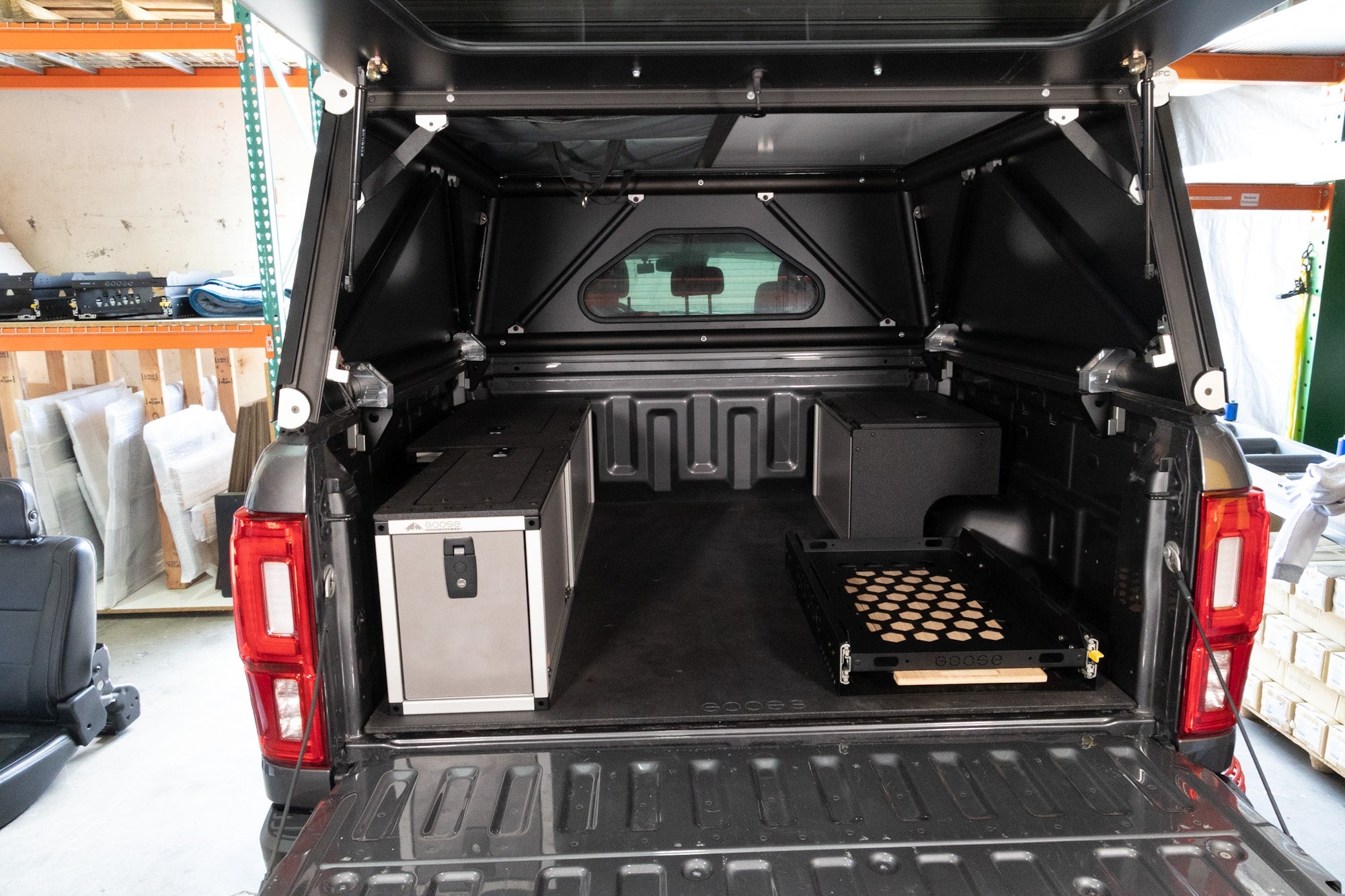 Goose Gear Goose Gear Camper System - Go Fast Camper - Midsize Truck - Passenger Side Package with Solo Fridge Slide - 5Ft. Bed