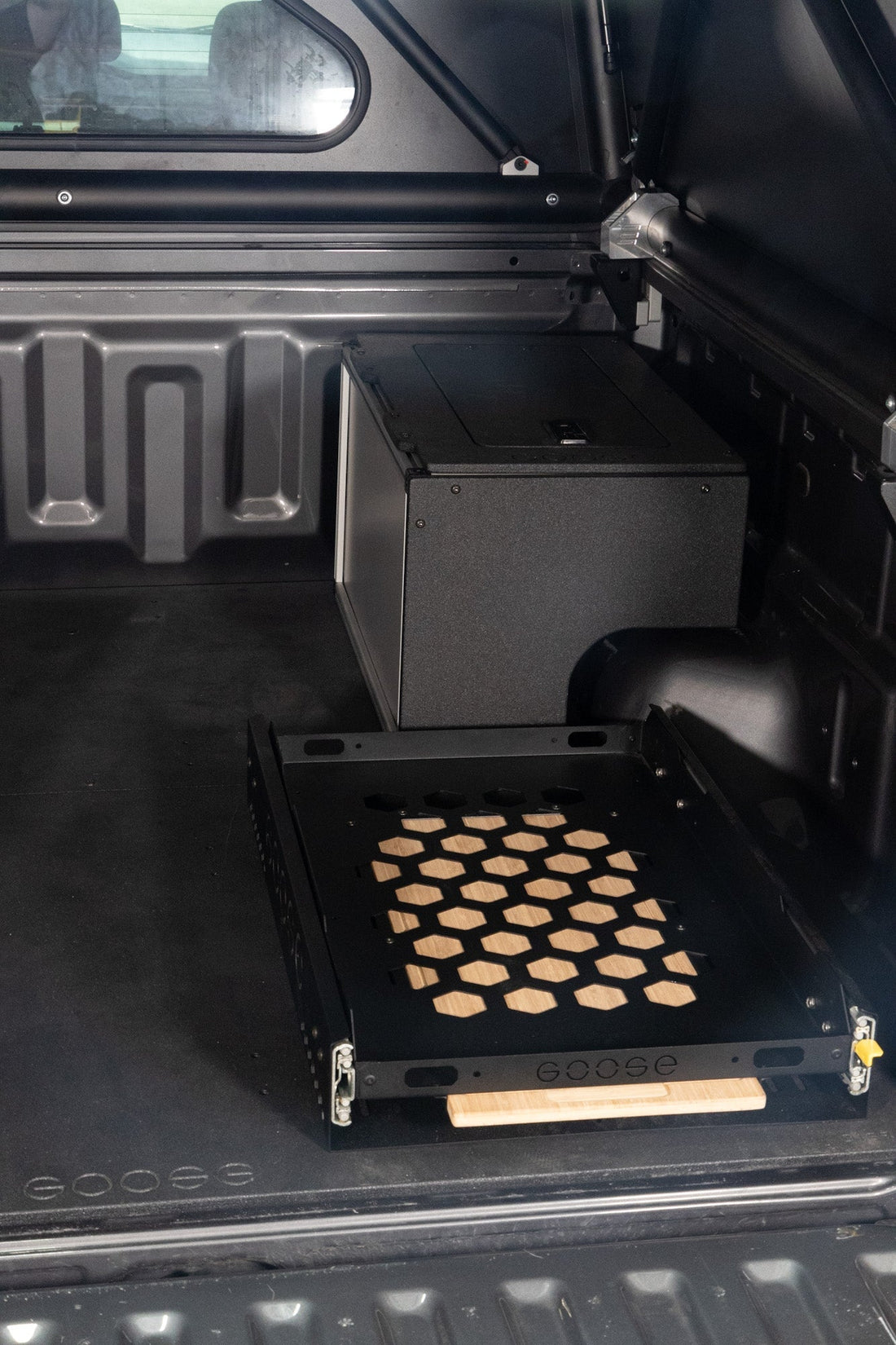 Goose Gear Goose Gear Camper System - Go Fast Camper - Midsize Truck - Passenger Side Package with Solo Fridge Slide - 6Ft. Bed